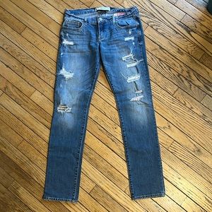 Abercrombie & Fitch Perfect Stretch Destructed Straight Low Rise Jeans 6